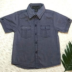 Street Rules boys 3t blue jean button down shirt